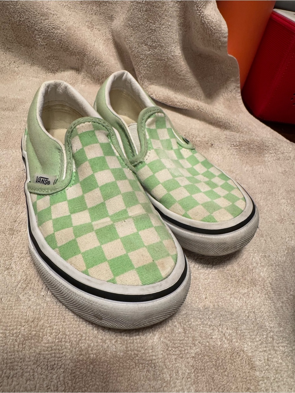 Vans Kids Slip-On Checkerboard Sneakers - Green & White